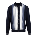 Gandalf Cardigan Navy multi L Merino button sweater