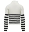 kids ONLY Cloud Dancer Black Franca Half Zip Stripe Strikk Bluse Noos 146-152