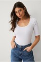 Ellos Collection Ribbet topp Hvit