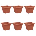 vidaXL Firkantet Blomsterpotte 6 pcs Klinker Rød 43 x 43 x 33,5 cm