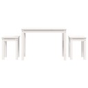 vidaXL Stablebord 3 stk hvit heltre furu