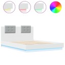  Sengeramme med hodegavl og LED-lys hvit 120x200 cm 8721012277526