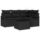 vidaXL Sofa sett 5 stk. Svart polyrotting