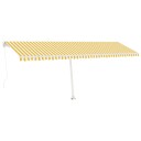 vidaXL Frittstående manuell uttrekkbar markise 600x350 cm gul og hvit