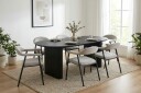 Noira spisegruppe 220 cm rektangulær i svart med 6 Ronja spisestoler   Beige/svart