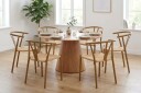 Siena spisegruppe rund 130 cm eik med 6 Elysia spisestoler   Eik