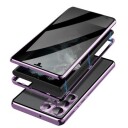 Samsung Galaxy S23 Ultra 5G Magnetisk Deksel med Herdet Glass Privacy Lys Lilla