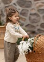 Fliink Flower Embroidered Pullover Sandshell (104 / 4 år)