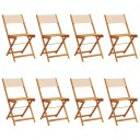  Sammenleggbare hagestoler 8 stk beige stoff og heltre 3214621