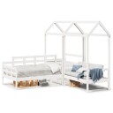  Sett med dagseng og benk med tak hvit 80x200 cm heltre furu 8721102672071