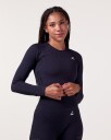 Levity Fade Mesh Seamless Crop LS Black - L