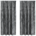  Gardin med gardiner 2 pcs Grå 175 x 140 cm Fløyel