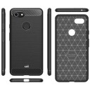 Saii Børstet Google Pixel 3 XL TPU-deksel Karbonfiber Svart