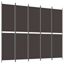 vidaXL Romdeler 6 paneler brun 300x220 cm stoff