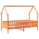   Barneseng med tak voksbrun 90x190 cm heltre furu 850709 850709