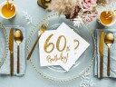 Partydeco 20 stk Hvite 60 Års Bursdagsservietter med Gullfoliert trykk Servietter 33x33 cm