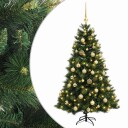 vidaXL Kunstig juletre med julekuler 150 cm 150 LED-lys Varmhvit