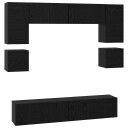  TV benksett 8 pcs Svart eik 80 x 30 x 30 cm Konstruert tre