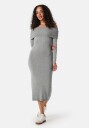 BUBBLEROOM Knitted Off Shoulder Dress Grey melange XS