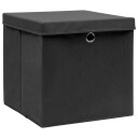 vidaXL Oppbevaringsbokser med deksler 4 stk 28x28x28 cm svart