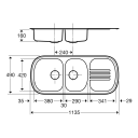 Contura Concert 24P 1135 Oppvaskbenk vendbar 1135 × 490 mm Kjøkken