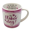Jeg Elsker Deg Hvitt og Rosa Krus med Tekst