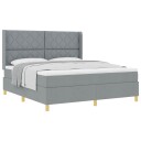  Box Spring Seng med Madrass Lysegrå 180x200 cm Stoff