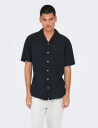 ONLY & SONS Onscaiden Life Ss Solid Resort Linennoos - Black - S