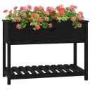 vidaXL Plantekasse med hylle svart 111,5x54x81 cm heltre furu