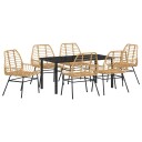 7 Delt Hage Spisesett Brun Poly Rattan