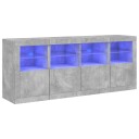 vidaXL Skjenk med LED-lys betonggrå 163x37x67 cm