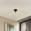 Lucande Badolo taklampe svart glass Ø 15 cm IP44