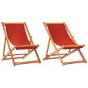  Sammenleggbare strandstoler 2 stk rød stoff 3214491