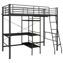 vidaXL Køyeseng med bord ramme svart metall 90x200 cm