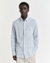 Regular fit stripet skjorte i bomullslin FRESH BLUE XXL