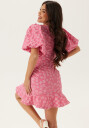 Bubbleroom Jacquard Flounce Short Dress Pink 40