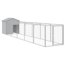 vidaXL Hundehus med tak lysegrå 117x609x123 cm galvanisert stål