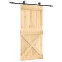 vidaXL Skyvedør Naturlig og svart 95 x 210 cm Massiv Furu Tre