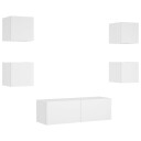 vidaXL Vegghengte TV-benker med LED 5 stk hvit 8721012472754