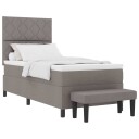  Box Spring Seng med Madrass & Benk Taupe 100x200 cm Stoff