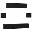  TV benksett 7 pcs Svart eik 80 x 30 x 30 cm Konstruert tre