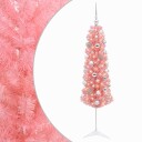 vidaXL Kunstig smalt juletre med juletrekuler 150 cm 150 LED-lys