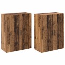  Vegghengte skap Veggmontert 2 pcs Gammelt tre 69.5 x 34 x 90 cm