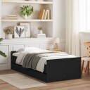 vidaXL Sengeramme med skuffer svart 75x190 cm 8721012246034