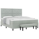  Box Spring Seng med Madrass & Benk Lysegrå 180x200 cm Fløyel