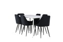 Venture Home Silar Spisegruppe 180 cm Rektangulær med 6 Night stoler Hvid/Sort