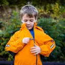 Bergans Kids' Lilletind Coverall 110, Cloudberry Yellow/Dark Shadow Grey
