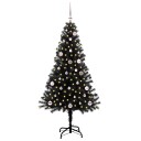  Juletre med 150 LED med stativ Svart 150 cm PVC