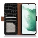 Samsung Galaxy S23 FE Crocodile Series Lommebok-deksel i Lær med RFID Svart
