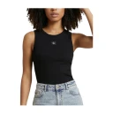 Calvin Klein Jeans Sl Woven Label 2X2 Baby Rib Cuto   Black   S
